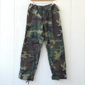 Vtg ORC Army Camo Rain Pants M Waterproof Trousers Gorpcore Hiking Outdoors EUC